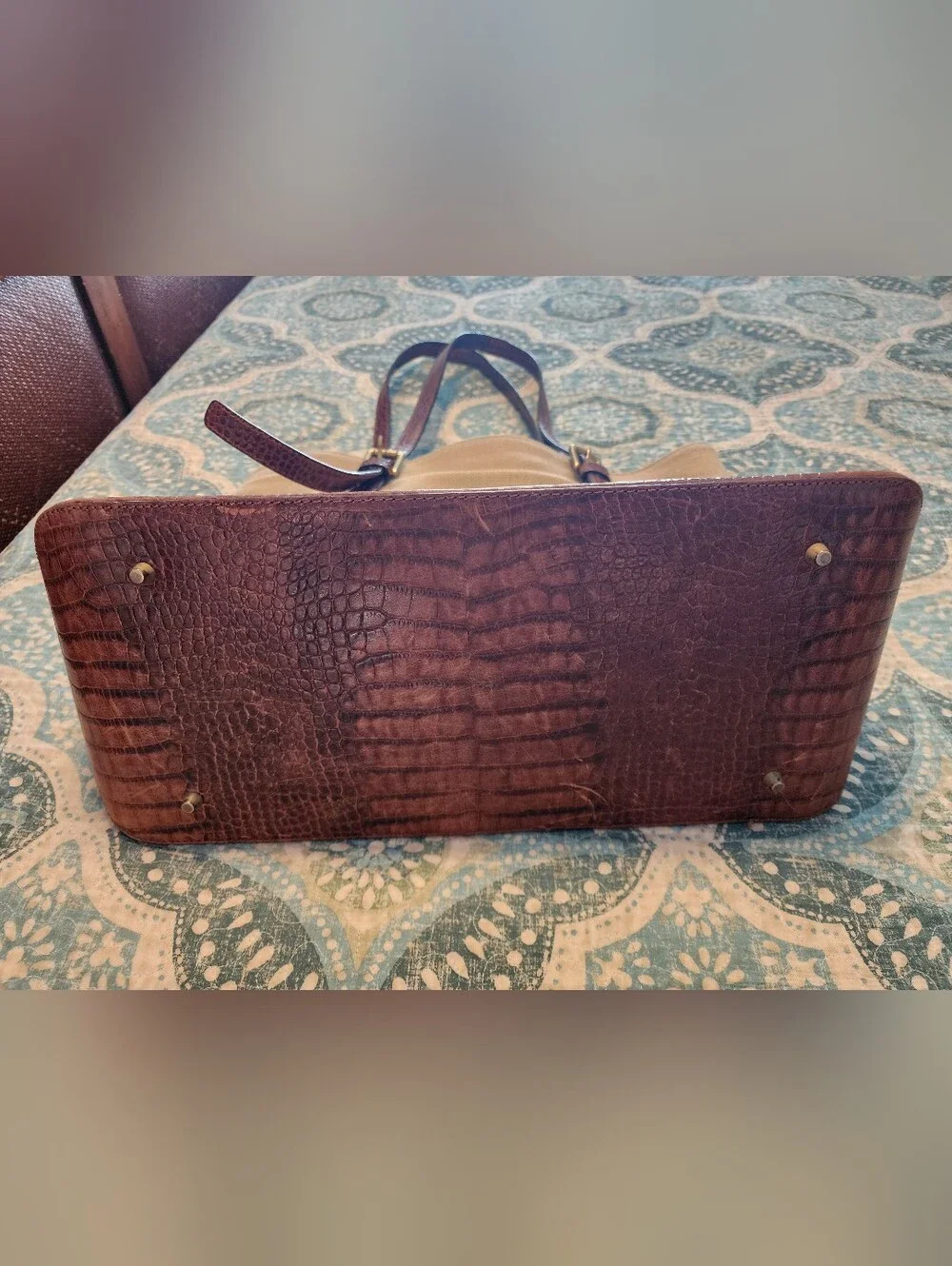 Will Leather Goods The Field Canvas & Croc Leather Tote Bag